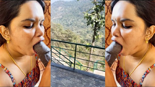 Mallu Aswathy Achu Aunty Blowjob Resort Balcony Sucking MMS
