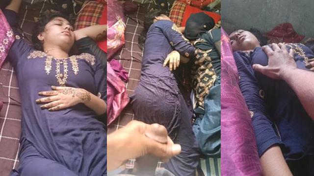 Sleeping Sister Boobs By Brother While Jerking His Cock